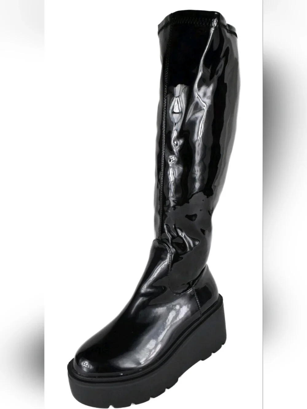 TOP Moda Black Patent Over-the-Knee Platform Boots